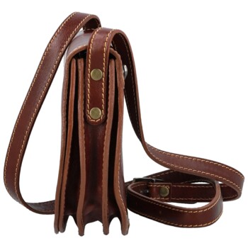 Dámská kožená crossbody kabelka hnědá - Delami Elrosa