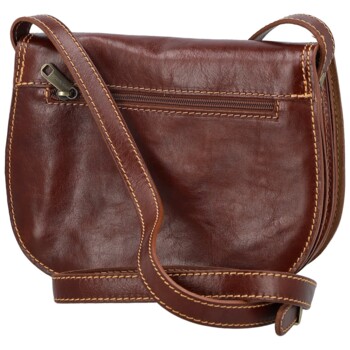 Dámská kožená crossbody kabelka hnědá - Delami Elrosa