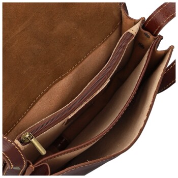 Dámská kožená crossbody kabelka hnědá - Delami Elrosa