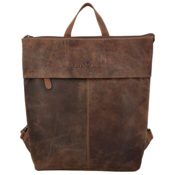 Kožený batoh khaki - Greenwood Ronitor