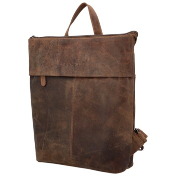 Kožený batoh khaki - Greenwood Ronitor