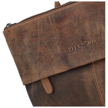 Kožený batoh khaki - Greenwood Ronitor