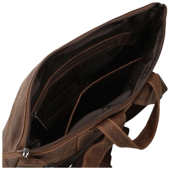 Kožený batoh khaki - Greenwood Ronitor