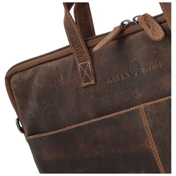 Kožená business taška khaki - Greenwood Torbog