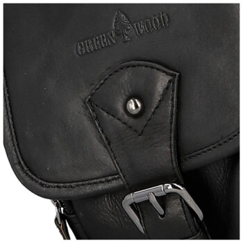 Pánská kožená taška přes rameno černá - Greenwood Toan