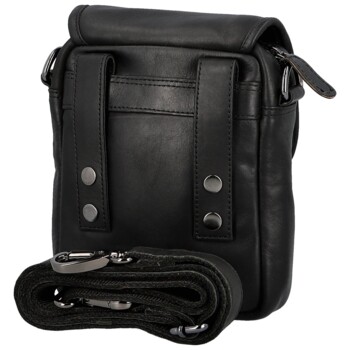 Pánská kožená taška přes rameno černá - Greenwood Toan