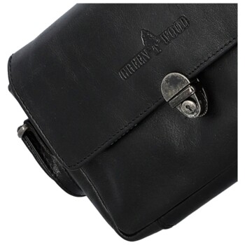 Dámská kožená crossbody kabelka černá - Greenwood Lusine
