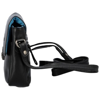 Dámská kožená crossbody kabelka černá - Greenwood Lusine