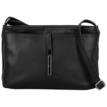 Dámská kožená crossbody kabelka černá - Delami Vera Pelle Finni