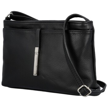 Dámská kožená crossbody kabelka černá - Delami Vera Pelle Finni