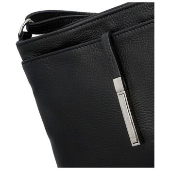 Dámská kožená crossbody kabelka černá - Delami Vera Pelle Finni