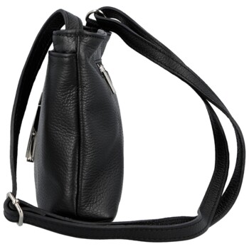 Dámská kožená crossbody kabelka černá - Delami Vera Pelle Finni