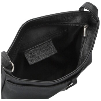 Dámská kožená crossbody kabelka černá - Delami Vera Pelle Finni