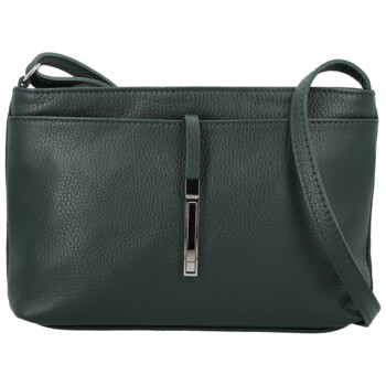 Dámská kožená crossbody kabelka tmavě zelená - Delami Vera Pelle Finni