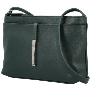 Dámská kožená crossbody kabelka tmavě zelená - Delami Vera Pelle Finni