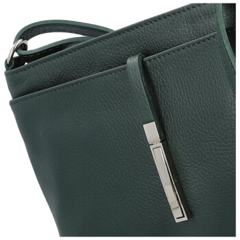 Dámská kožená crossbody kabelka tmavě zelená - Delami Vera Pelle Finni