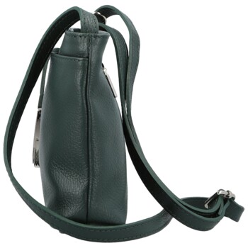 Dámská kožená crossbody kabelka tmavě zelená - Delami Vera Pelle Finni