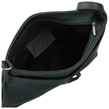 Dámská kožená crossbody kabelka tmavě zelená - Delami Vera Pelle Finni