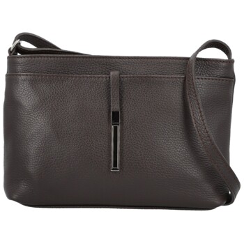 Dámská kožená crossbody kabelka tmavě hnědá - Delami Vera Pelle Finni