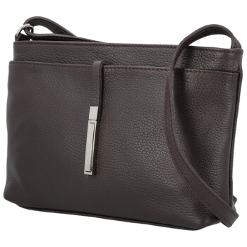 Dámská kožená crossbody kabelka tmavě hnědá - Delami Vera Pelle Finni
