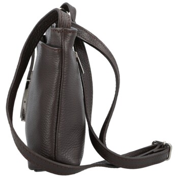 Dámská kožená crossbody kabelka tmavě hnědá - Delami Vera Pelle Finni