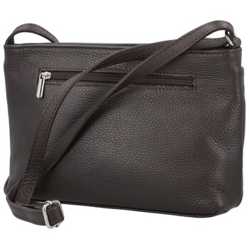 Dámská kožená crossbody kabelka tmavě hnědá - Delami Vera Pelle Finni