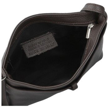 Dámská kožená crossbody kabelka tmavě hnědá - Delami Vera Pelle Finni
