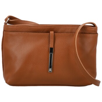 Dámská kožená crossbody kabelka koňaková - Delami Vera Pelle Finni