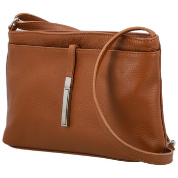 Dámská kožená crossbody kabelka koňaková - Delami Vera Pelle Finni
