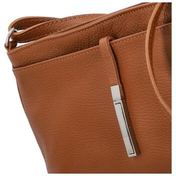 Dámská kožená crossbody kabelka koňaková - Delami Vera Pelle Finni