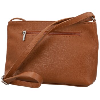 Dámská kožená crossbody kabelka koňaková - Delami Vera Pelle Finni
