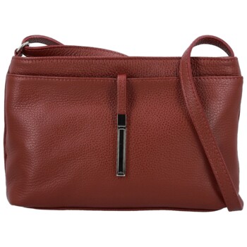 Dámská kožená crossbody kabelka tmavě červená - Delami Vera Pelle Finni