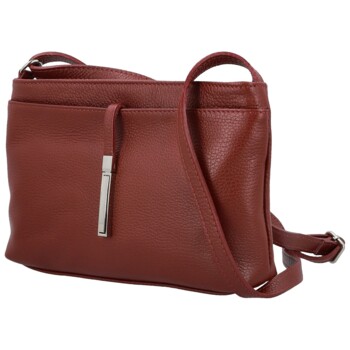 Dámská kožená crossbody kabelka tmavě červená - Delami Vera Pelle Finni