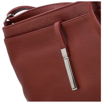 Dámská kožená crossbody kabelka tmavě červená - Delami Vera Pelle Finni