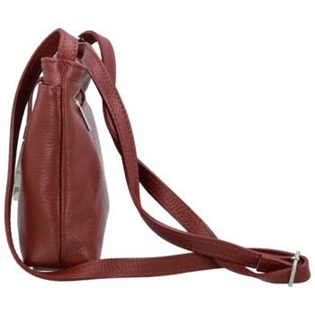 Dámská kožená crossbody kabelka tmavě červená - Delami Vera Pelle Finni