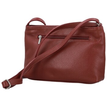 Dámská kožená crossbody kabelka tmavě červená - Delami Vera Pelle Finni
