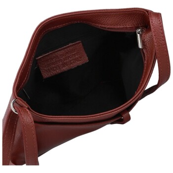 Dámská kožená crossbody kabelka tmavě červená - Delami Vera Pelle Finni