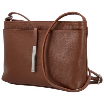 Dámská kožená crossbody kabelka hnědá - Delami Vera Pelle Finni