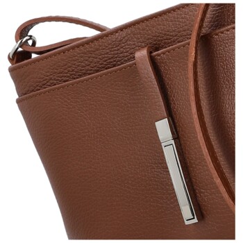 Dámská kožená crossbody kabelka hnědá - Delami Vera Pelle Finni