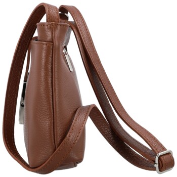 Dámská kožená crossbody kabelka hnědá - Delami Vera Pelle Finni