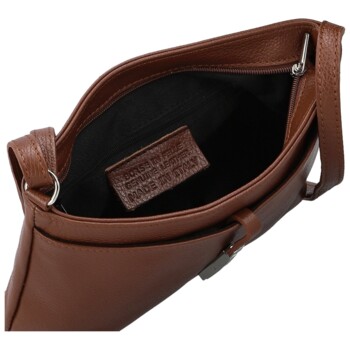 Dámská kožená crossbody kabelka hnědá - Delami Vera Pelle Finni