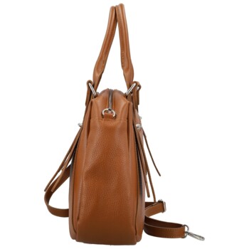 Dámská kožená kabelka na rameno koňaková - Delami Vera Pelle Tirza