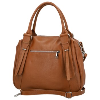 Dámská kožená kabelka na rameno koňaková - Delami Vera Pelle Tirza
