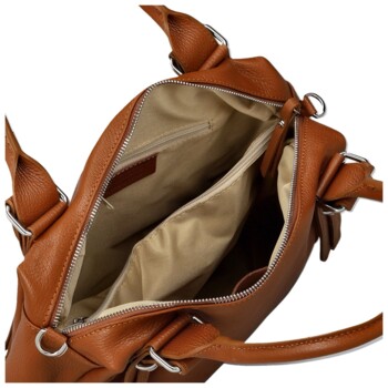 Dámská kožená kabelka na rameno koňaková - Delami Vera Pelle Tirza