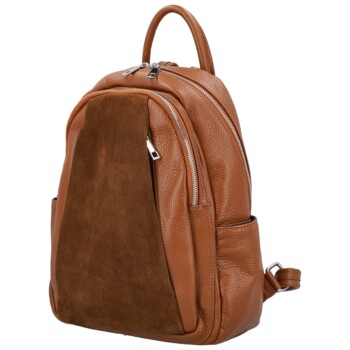 Dámský kožený batoh koňakový - Delami Vera Pelle Naoto