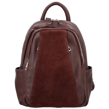 Dámský kožený batoh vínový - Delami Vera Pelle Naoto