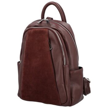 Dámský kožený batoh vínový - Delami Vera Pelle Naoto