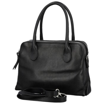 Dámská kožená kabelka na rameno černá - Delami Vera Pelle Tyra