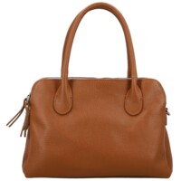 Dámská kožená kabelka na rameno koňaková - Delami Vera Pelle Tyra