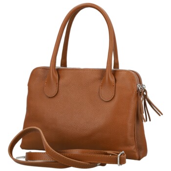 Dámská kožená kabelka na rameno koňaková - Delami Vera Pelle Tyra